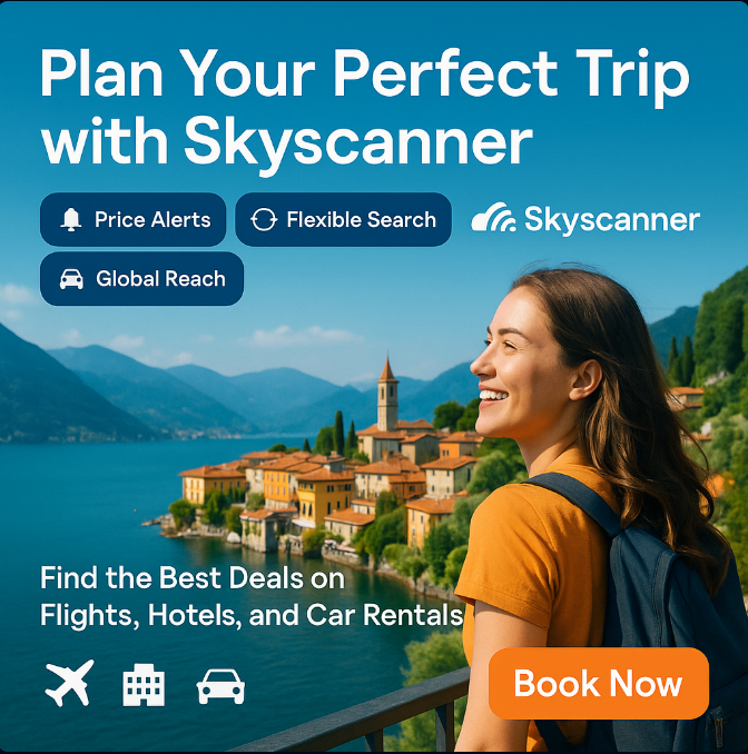 Generated creative for Skyscanner travel advertisement